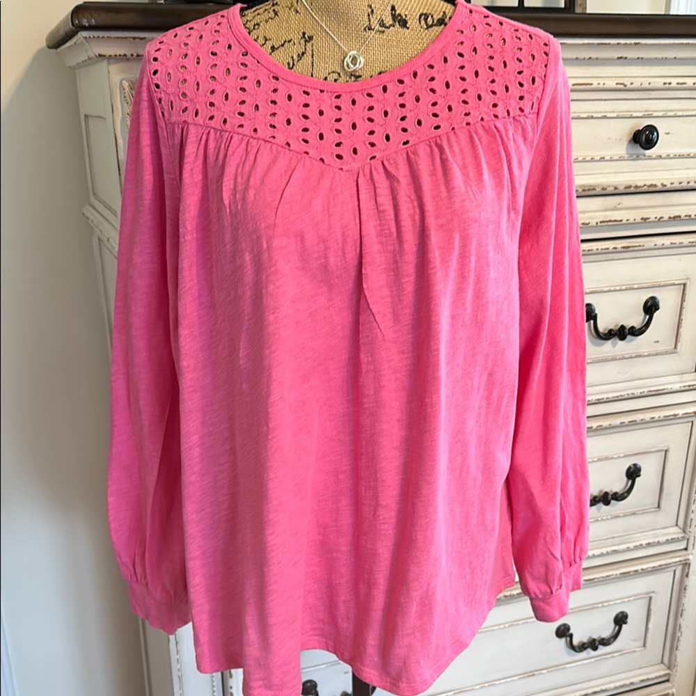 Pink Eyelet Women's Top